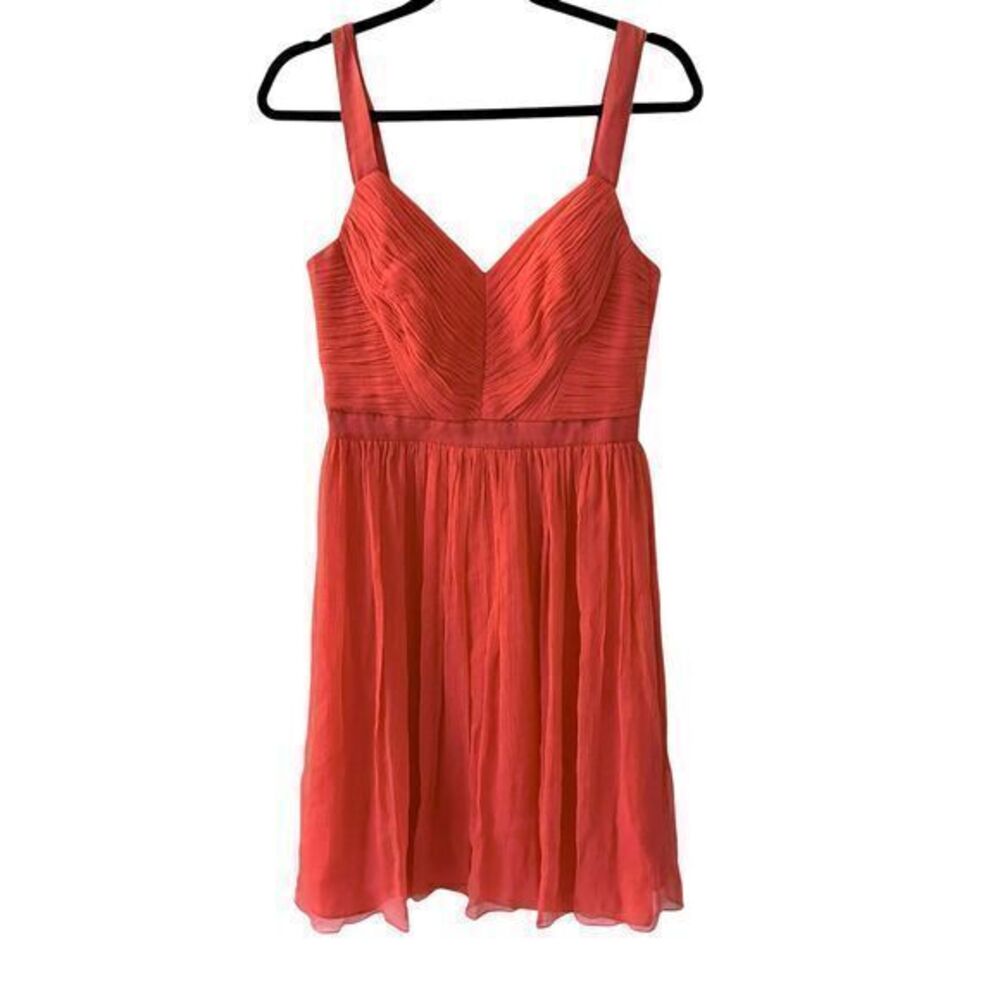 Boden Coral Jocelyn Silk Sleeveless V-Neck Format Knee Length Dress Size 6